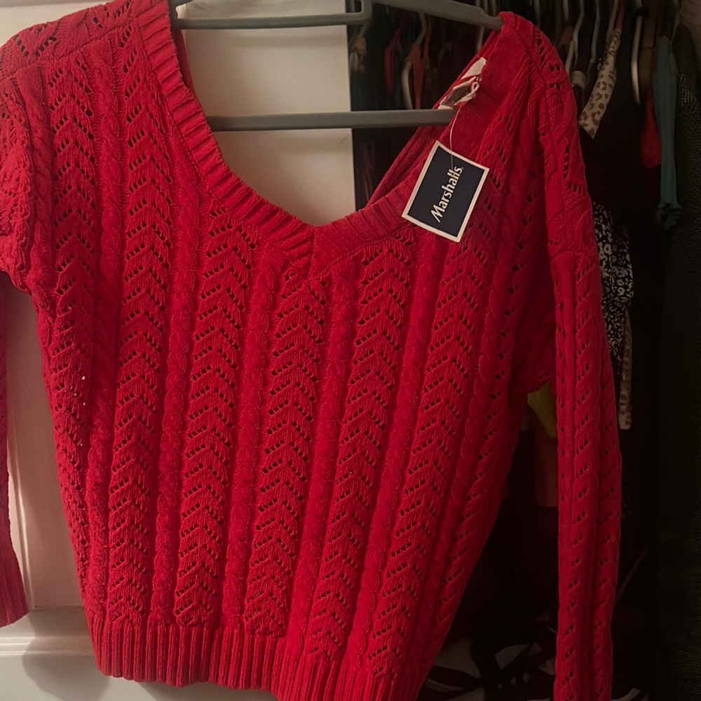 Red sweater with open back new with tags never worn
